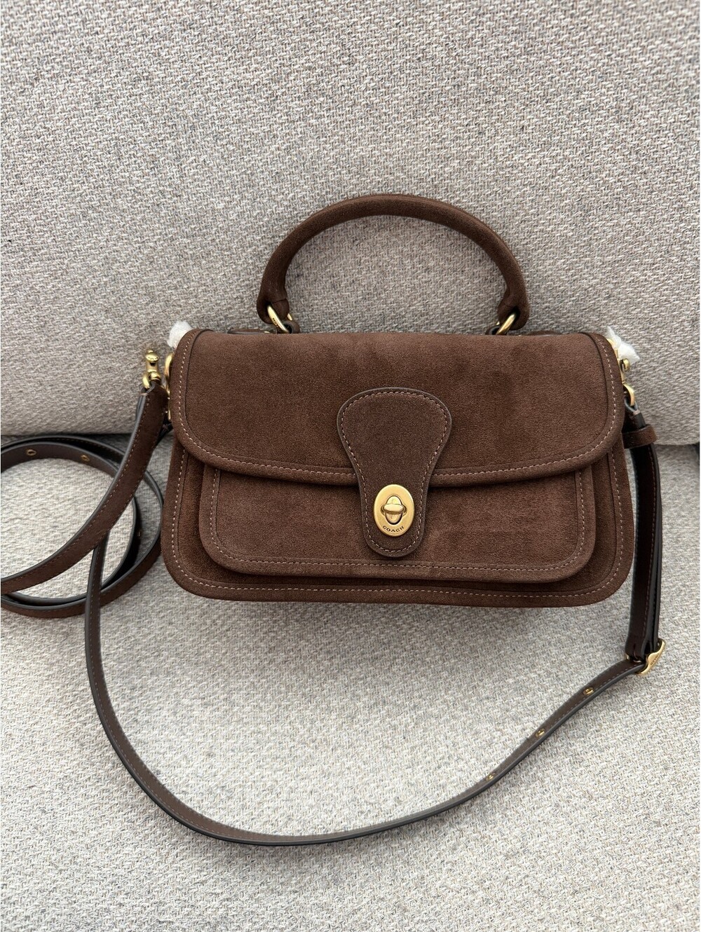 NWT Coach Metropolitan 24 Dark Chocolate Suede CFR51